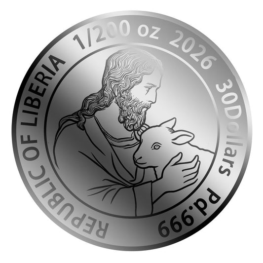 2026 Liberia Jesus 1/200 oz Palladium Coin in Card (03/04)