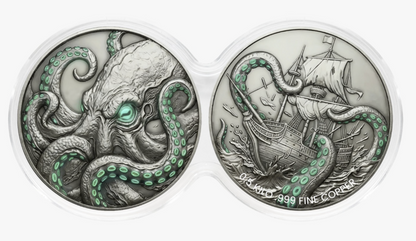 See the Back! Kraken Glow-in-the-Dark 2 x 1/2 Kilo Copper Medal Set in DuoStack Capsule (03/05)