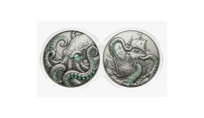 See the Back! Kraken Glow-in-the-Dark 2 x 1/2 Kilo Copper Medal Set in DuoStack Capsule (03/05)