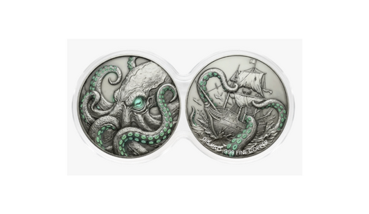 Kraken Glow-in-the-Dark 2 x 1/2 Kilo Copper Medal Set in DuoStack Capsule (03/05)