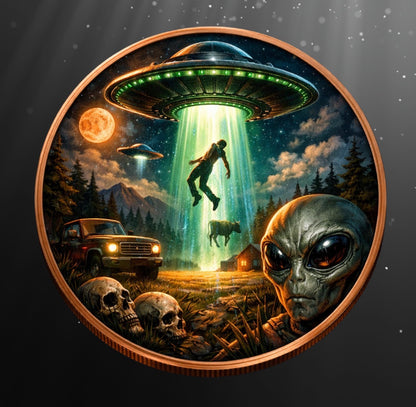 See the back! Alien Invasion Double Sided Color 5 oz Copper
