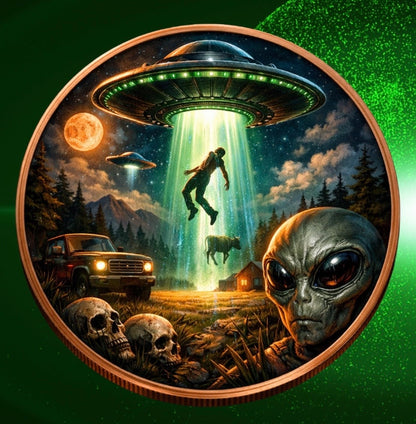 See the back! Alien Invasion Double Sided Color 5 oz Copper
