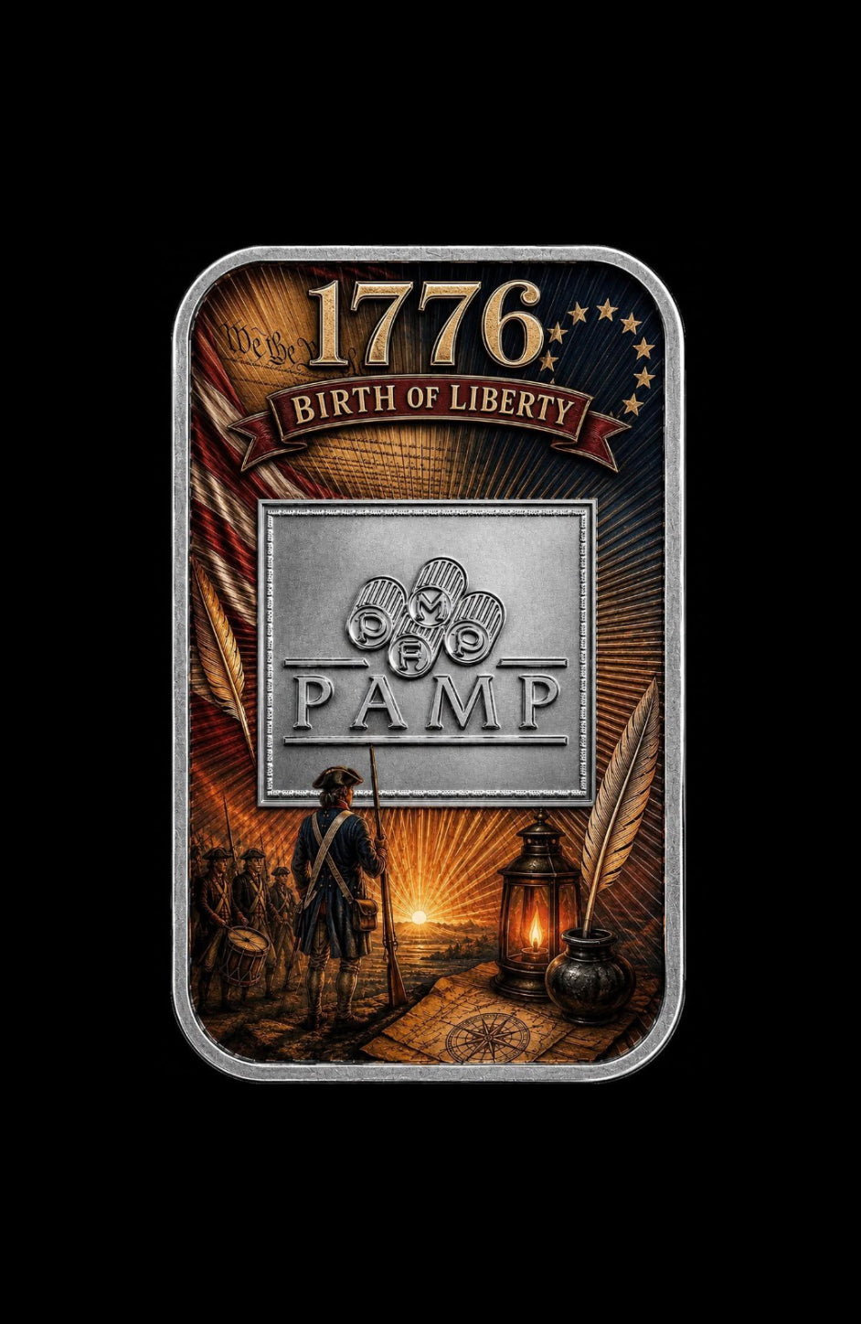PAMP USA 1776 THE BIRTH OF LIBERTY 1 oz Silver Bar (250 Mintage)