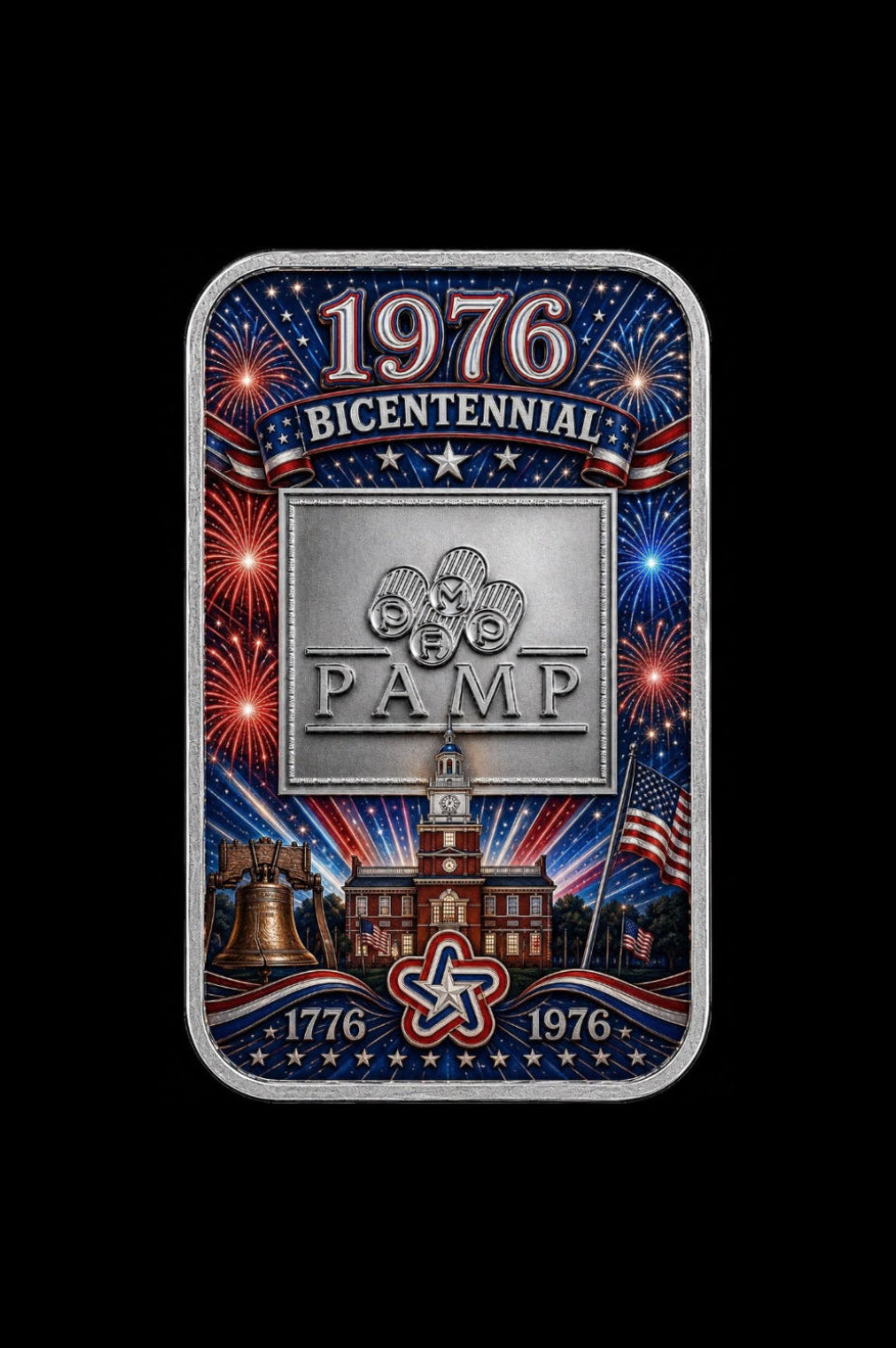 PAMP USA 1976 BICENTENNIAL 1 oz Silver Bar  (250 Mintage)