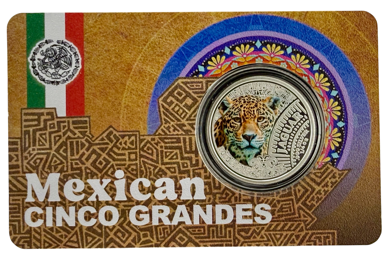 NEW Series! 2026 Cameroon Mexican Cinco Grandes Jaguar 1/4 oz Silver Coin in Card (03/11)