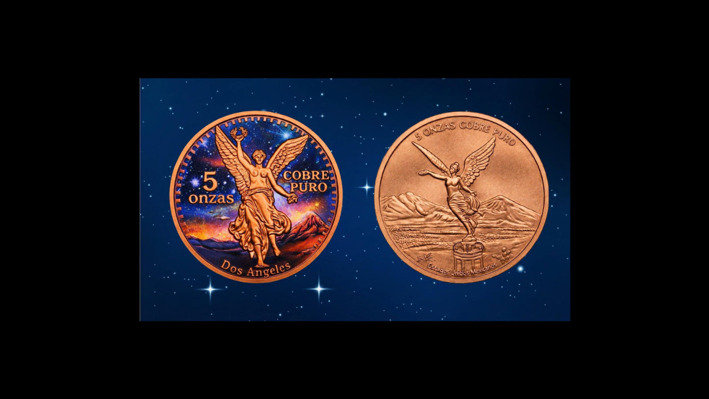 Mexico Dos Angeles Colorized 5 oz Copper Medal (03/09)