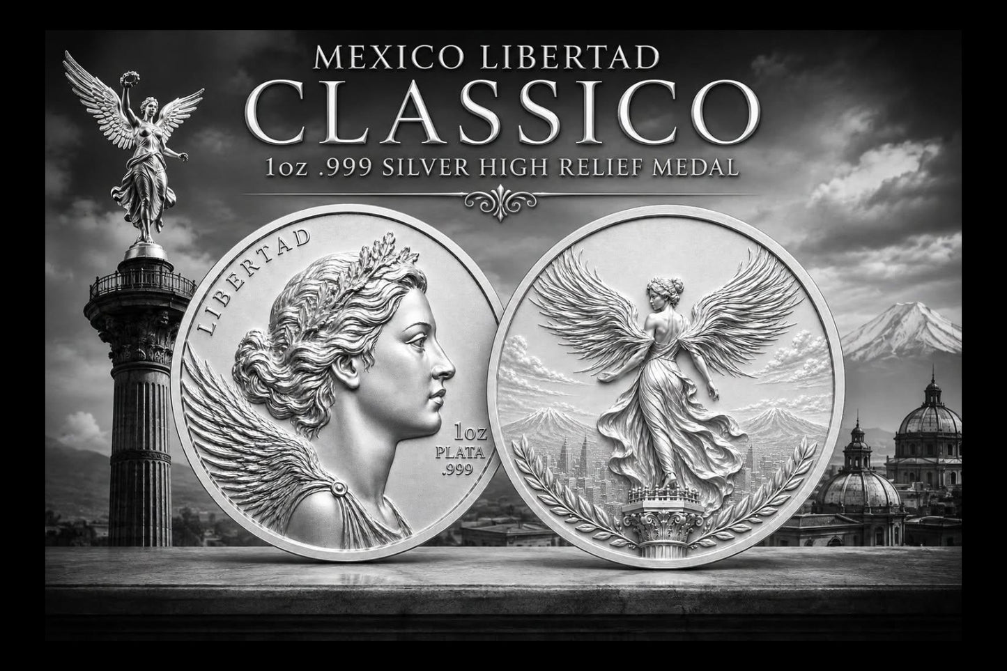 Mexico Libertad Classico 1 oz Silver High Relief Medal (500 Mintage)