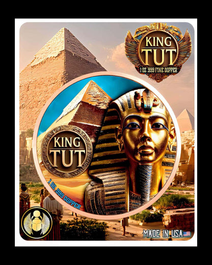 King Tut Colorized 1 oz Copper Round in Card (03/09)