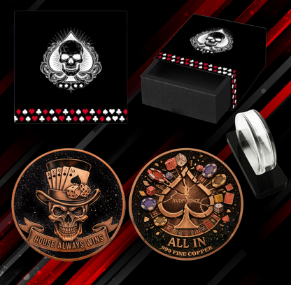 In Stock! See the back! Skull and Spades Colorized Diamond Dust 1 oz Copper Round (03/09)