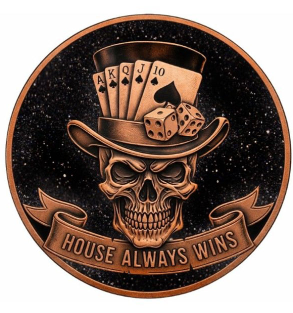 In Stock! See the back! Skull and Spades Colorized Diamond Dust 1 oz Copper Round (03/09)