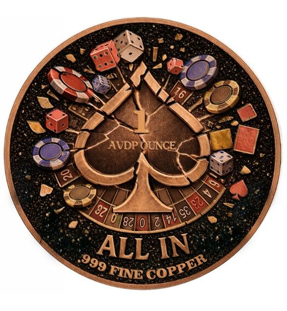 In Stock! See the back! Skull and Spades Colorized Diamond Dust 1 oz Copper Round (03/09)