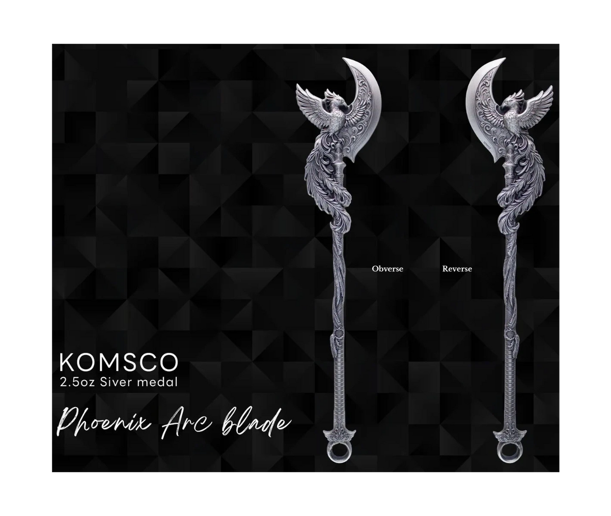 In Stock! 2025 South Korea KOMSCO Phoenix Arcblade 2.5 oz Silver Antiqued Shaped Medal