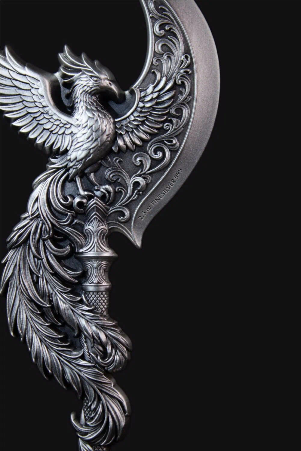 In Stock! 2025 South Korea KOMSCO Phoenix Arcblade 2.5 oz Silver Antiqued Shaped Medal