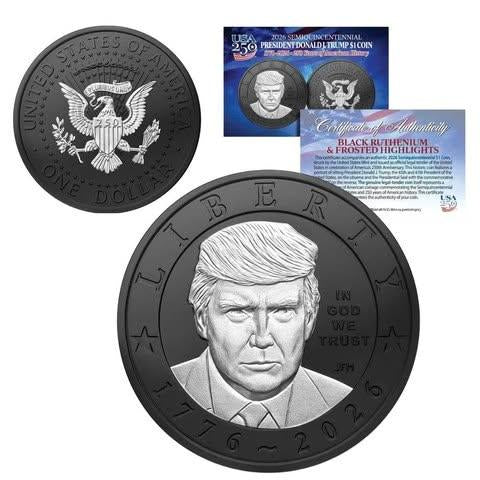 2026 Donald J. Trump Semiquincentennial $1 Coin – Black Ruth & Frosted Deluxe Edition