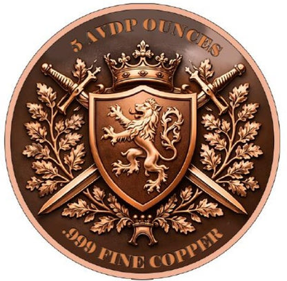 In Stock! 5oz Knight of the Realm Colorized Copper in Capsule