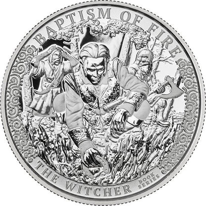 2025 Cameroon Witcher Baptism of Fire 1 oz Silver BU Coin in Capsule (1000 Mintage)