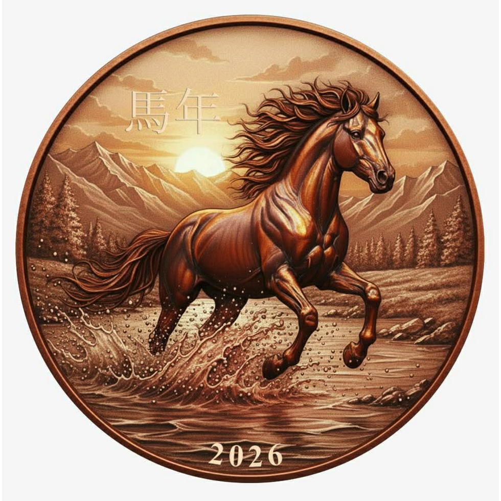 Must see the back! Lunar Year of the Horse HR 1 Kilo Copper Medal
