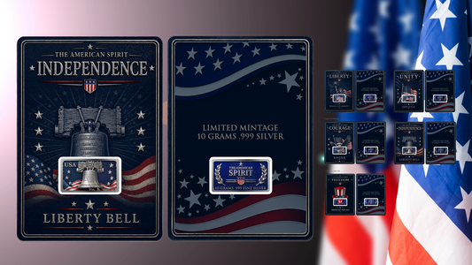 5th in Series! 10 Gram Independence Silver Featuring Dual Sided Diamond Dust in Blister