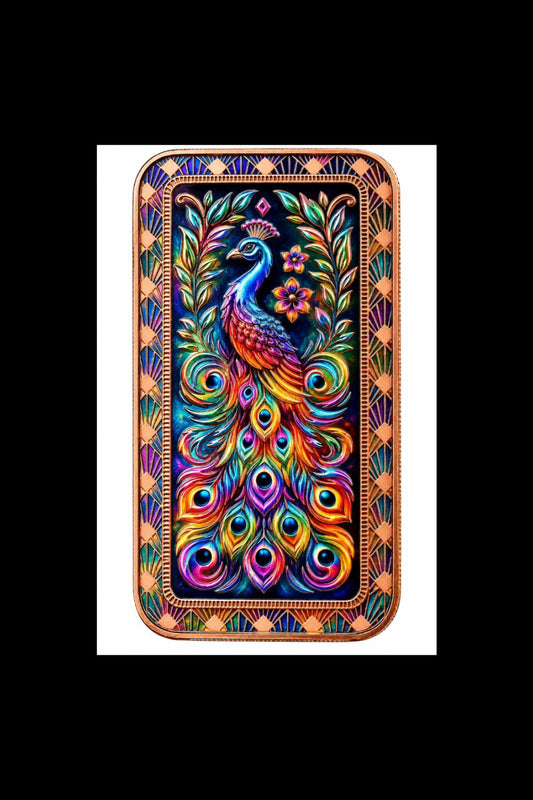 2026 Scottsdale Mint Prismatic Phoenix Peacock 1 oz Copper Colorized Bar (199 Mintage)