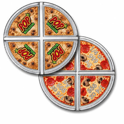 Estimate: POPBULLION The .999 Pizza Pie Divisible 4x 1/4 oz Silver Colorized Medal