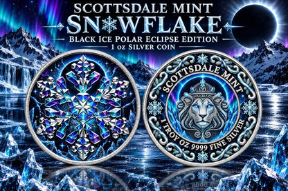 2026 Scottsdale Mint Snowflake: Black Ice Polar Eclipse Edition 1 oz Silver Coin (149 Mintage)