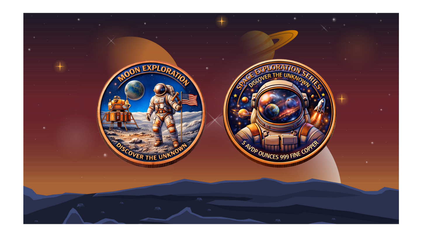 See the back! Discover the Unknown Moon Exploration 5 oz Copper Medal (2000 Mintage)