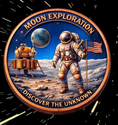 See the back! Discover the Unknown Moon Exploration 5 oz Copper Medal (2000 Mintage)