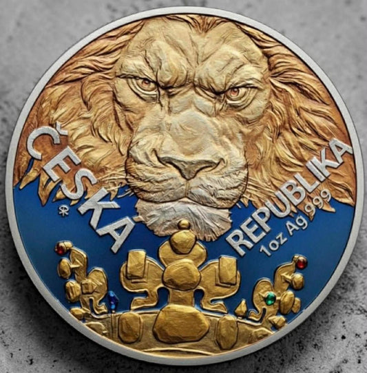Czech Mint Niue 2023 Czech Lion 1 oz Silver Colorized Art Coin in Capsule w/COA (Mintage TBD During Presale)
