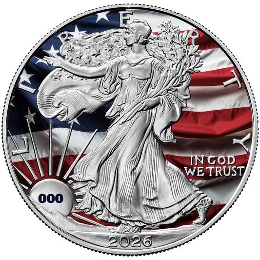 2026 U.S. Silver Eagle - USA Flag Edition 1 oz Silver Coin (03/12)