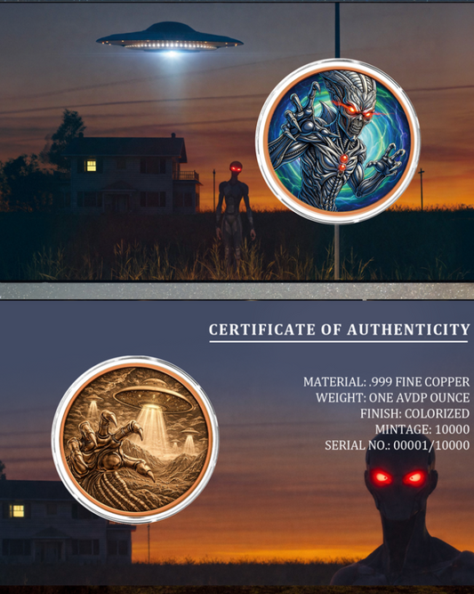 See the Back! 1oz Red-Eyed Invader Colorized Copper in Blister Pack