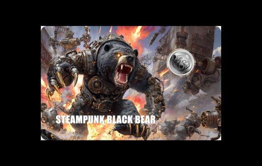 2026 Liberia Steampunk Black Bear 1/1000 oz Platinum Coin in Card (03/11)