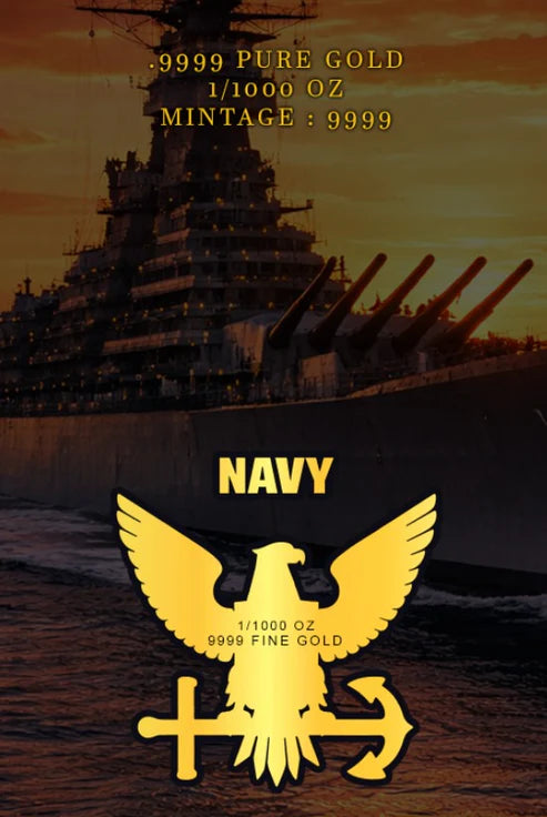 2026 U.S. Navy 1/1000 Gold in Card .9999 Gold
