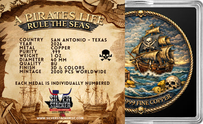 Pirate's Life Colorized 1 oz Copper Round (03/20)