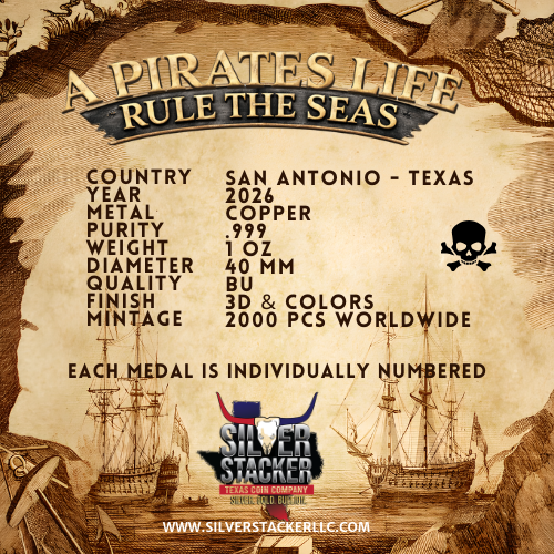 Pirate's Life Colorized 1 oz Copper Round (03/20)