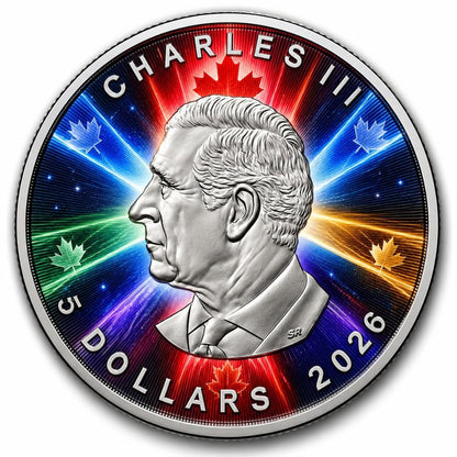 World Bullion Flags of Light: 2026 Canada Maple 1 oz Silver Coin (2026 Mintage)