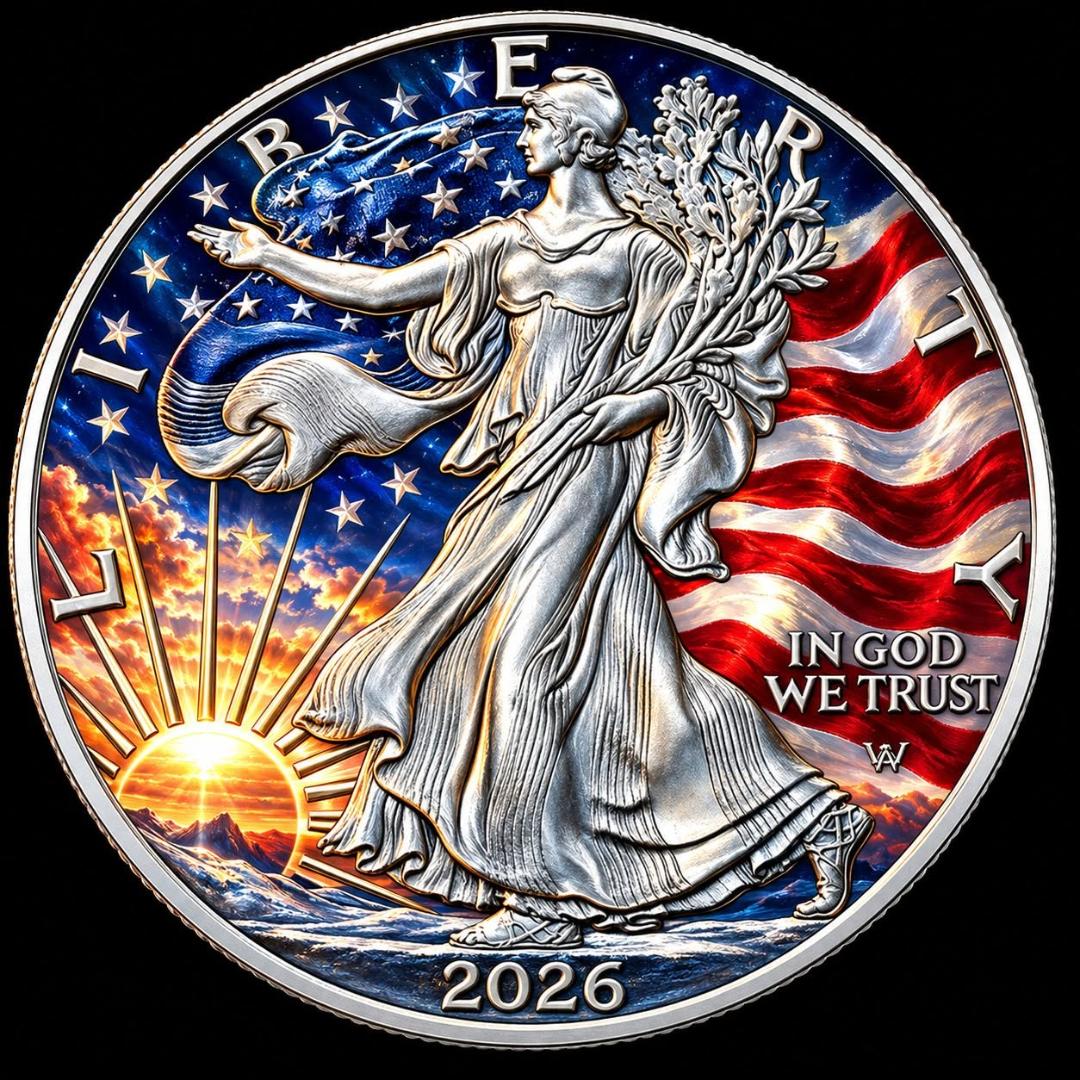 World Bullion Flags of Light: 2026 American Silver Eagle 1 oz Silver Coin (2026 Mintage)