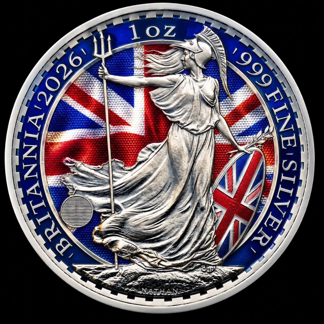 World Bullion Flags of Light: 2026 Great Britain Britannia 1 oz Silver Coin (2026 Mintage)