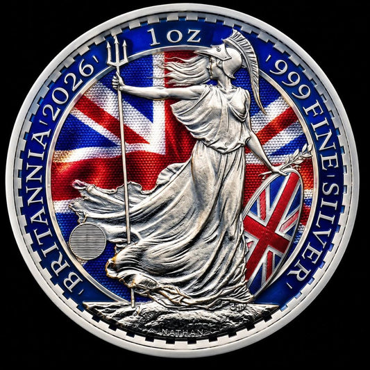 World Bullion Flags of Light: 2026 Great Britain Britannia 1 oz Silver Coin (2026 Mintage)