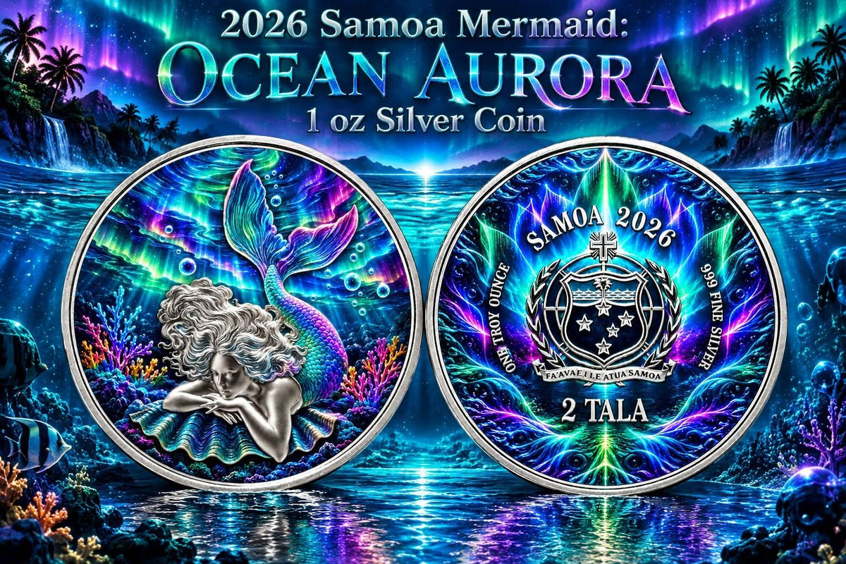 2026 Samoa Mermaid: Ocean Aurora 1 oz Silver Coin (199 Mintage)