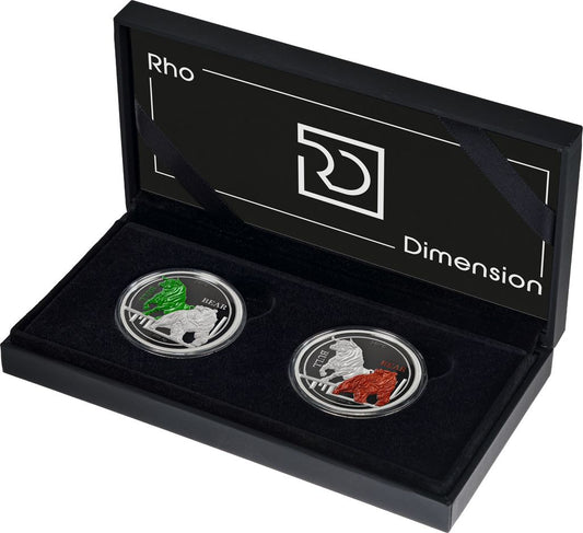 2026 Ascension Island RhoDimension Bull & Bear 2 x 1 oz Silver Coin Set (03/13)