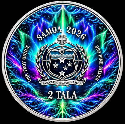 2026 Samoa Mermaid: Ocean Aurora 1 oz Silver Coin (199 Mintage)