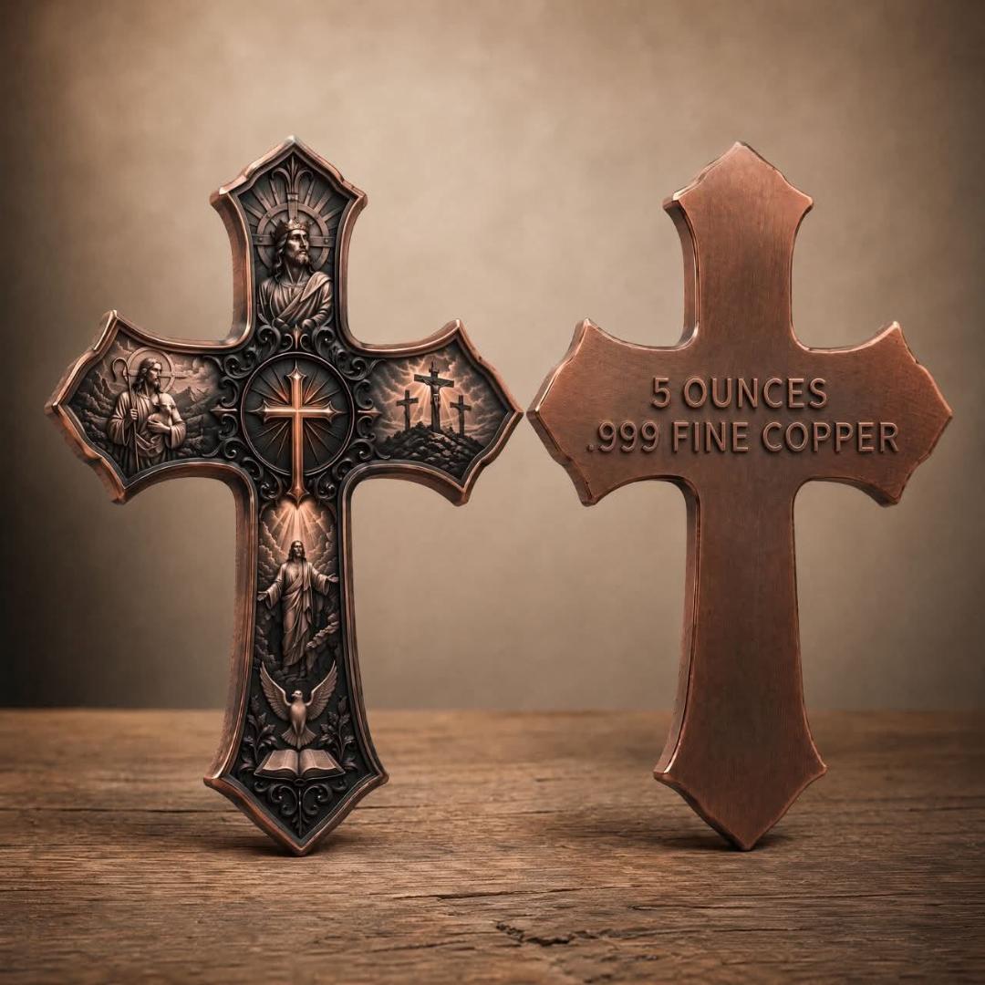 5 oz Copper High Relief Shaped Cross in Capsule (2500 Mintage)