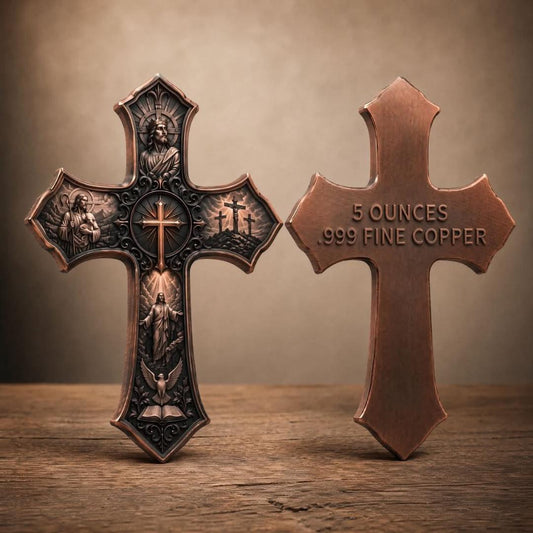 5 oz Copper High Relief Shaped Cross in Capsule (2500 Mintage)