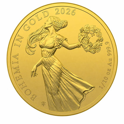 Estimate: 2026 Niue Bohemia 1/10 oz Gold BU Coin in Card