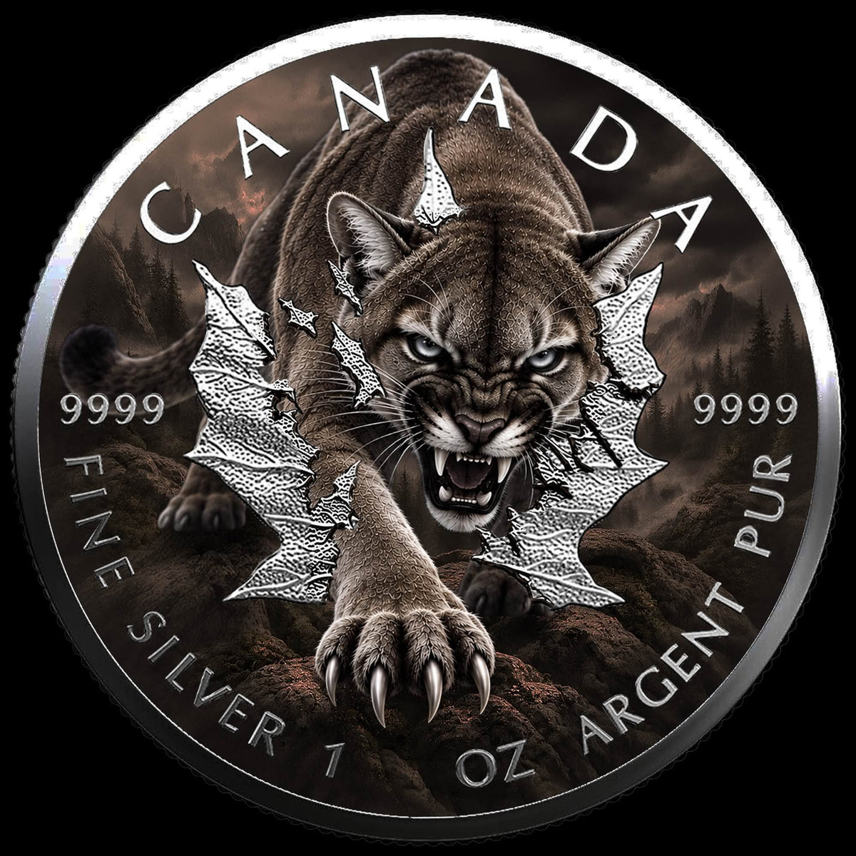 2026 Canada 1 oz Silver Maple – Canadian Wilderness Cougar 1oz .9999 Silver Coin