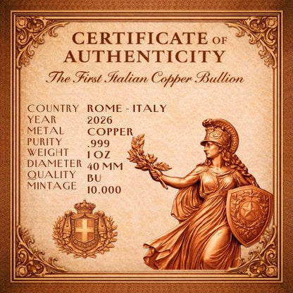 In Stock! The First Italian 1 oz Copper Round High Relief