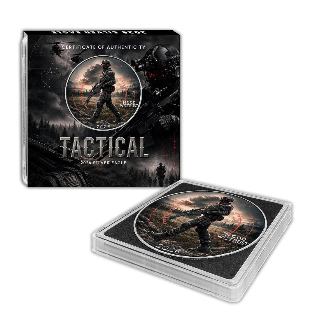 2026 American Silver Eagle Tactical Edition 1 oz Silver Coin in Quadrum Capsule w/COA (499 mintage)