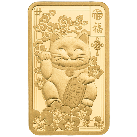 Estimate! 2026 PAMP Lucky Cat 2.5 Gram Gold Proof-Like Bar in Assay Card