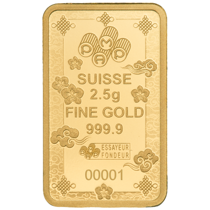 Estimate! 2026 PAMP Lucky Cat 2.5 Gram Gold Proof-Like Bar in Assay Card