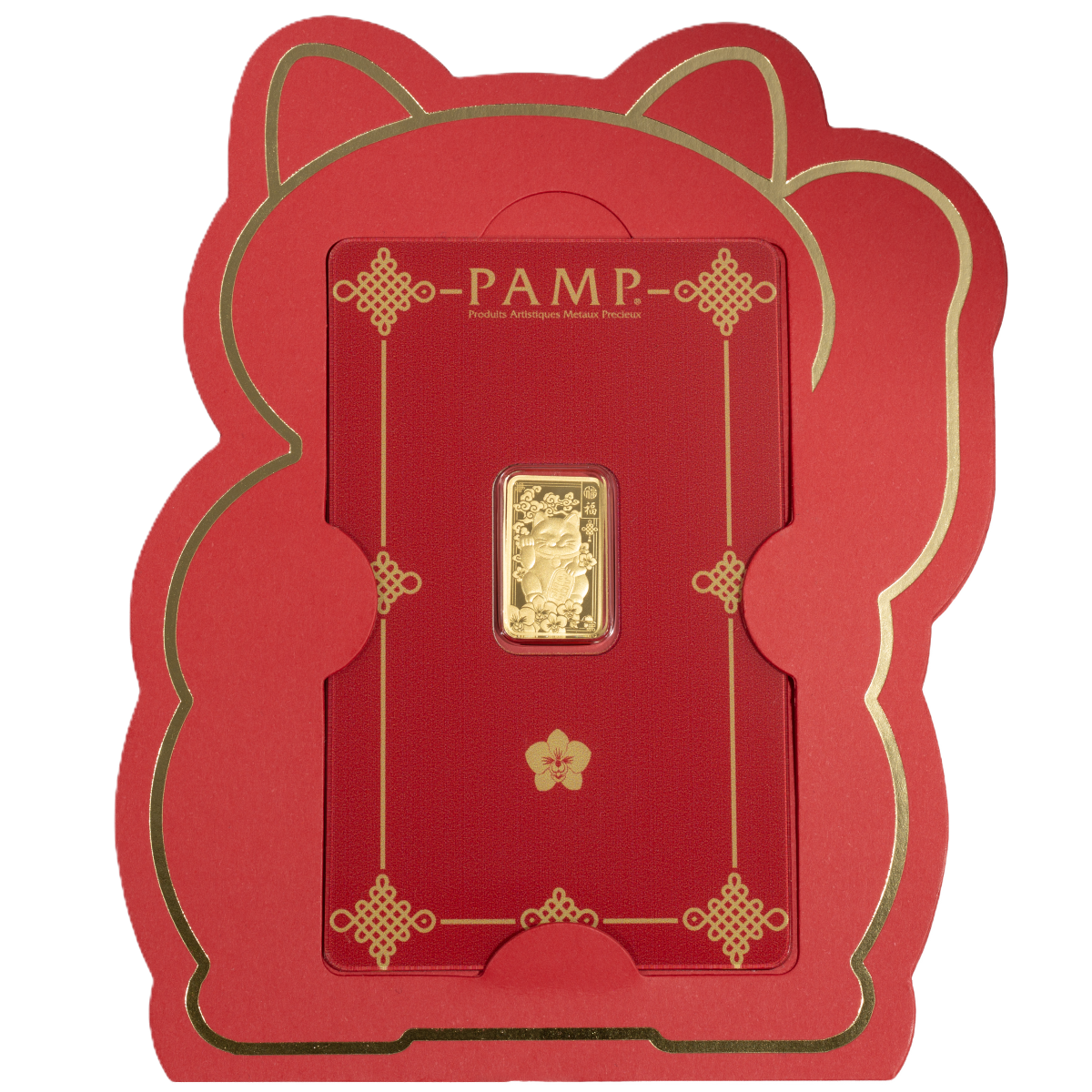 Estimate! 2026 PAMP Lucky Cat 2.5 Gram Gold Proof-Like Bar in Assay Card